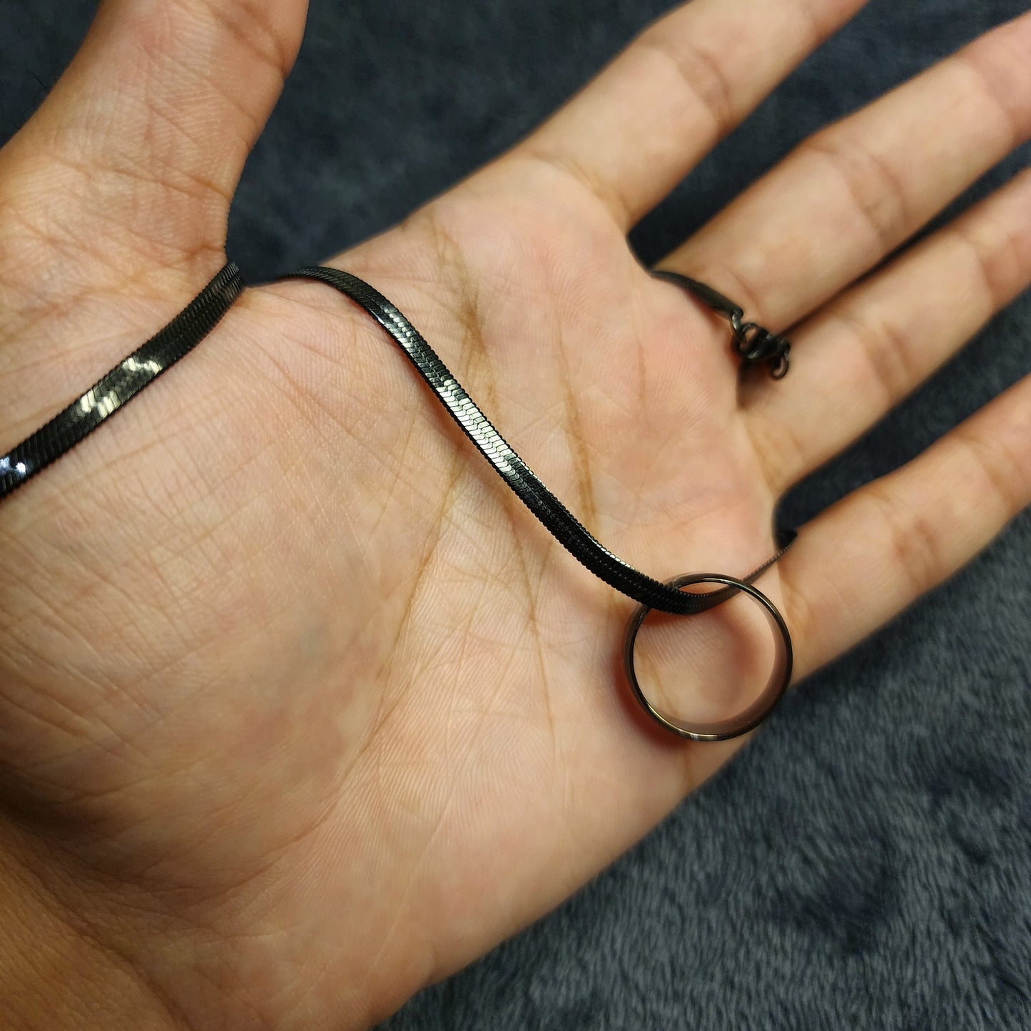 Black Snake Chain With Free Titanium Ring