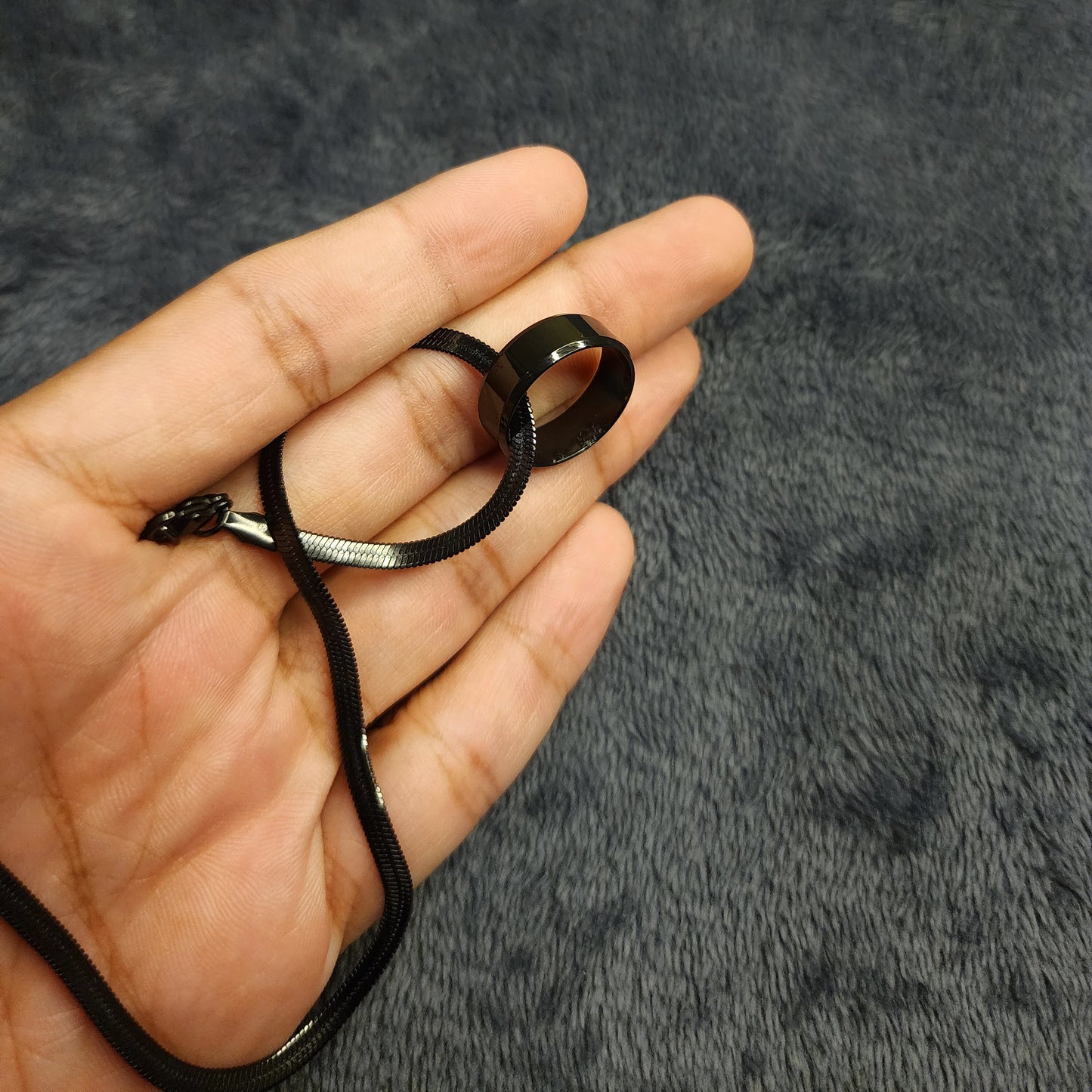 Black Snake Chain With Free Titanium Ring