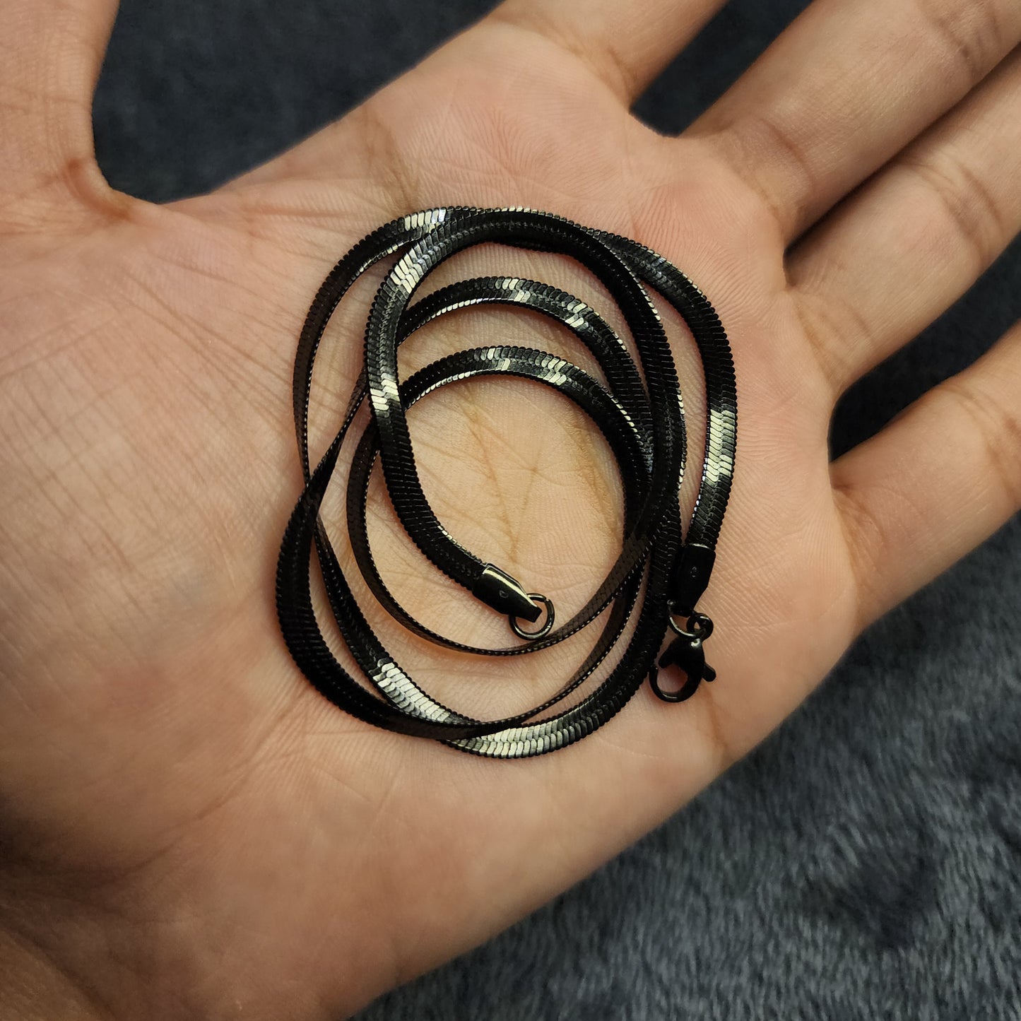 Black Snake Chain With Free Titanium Ring